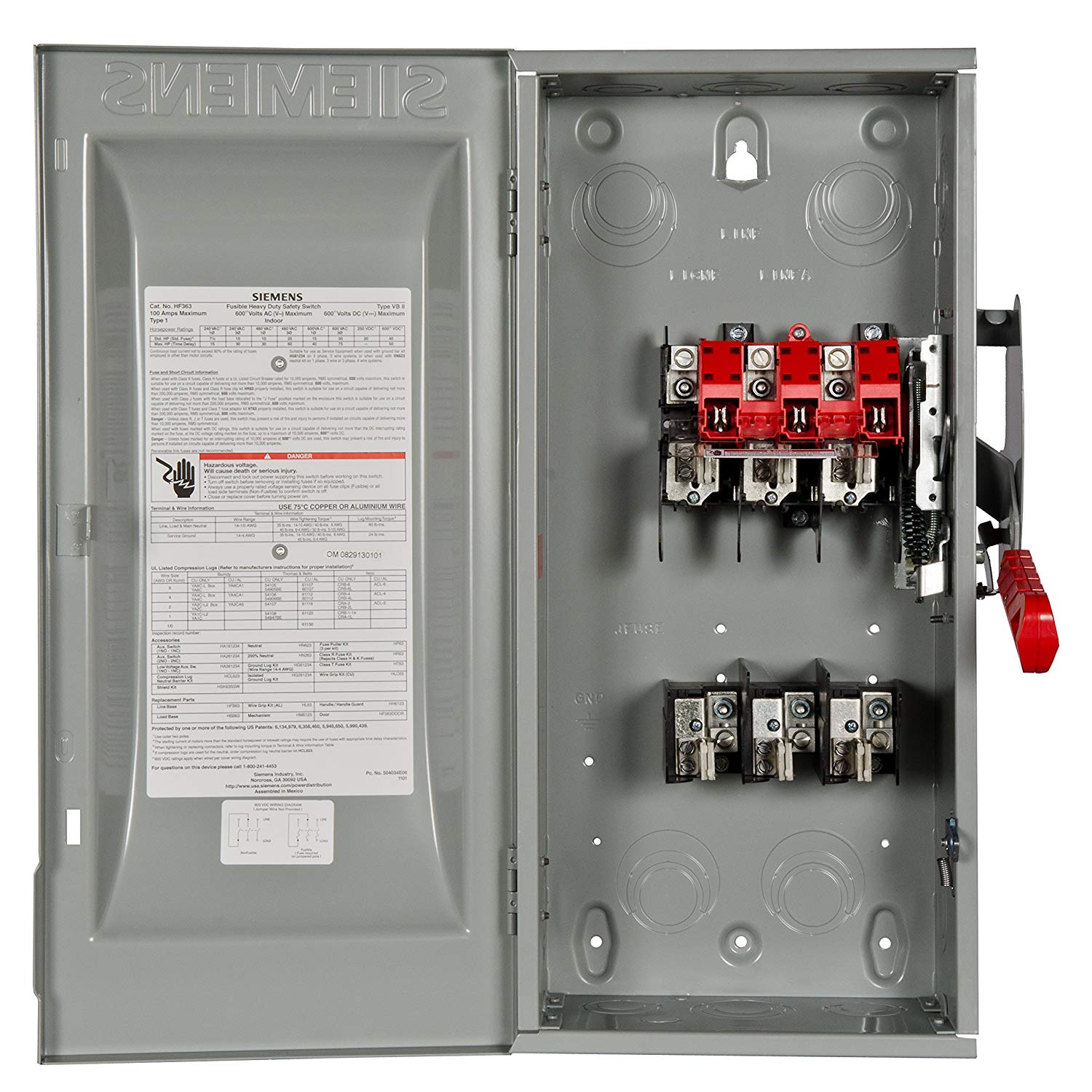 Siemens HF363 100-Amp 3 Pole 600-volt 3 Wire Fused Heavy Duty Safety Switches