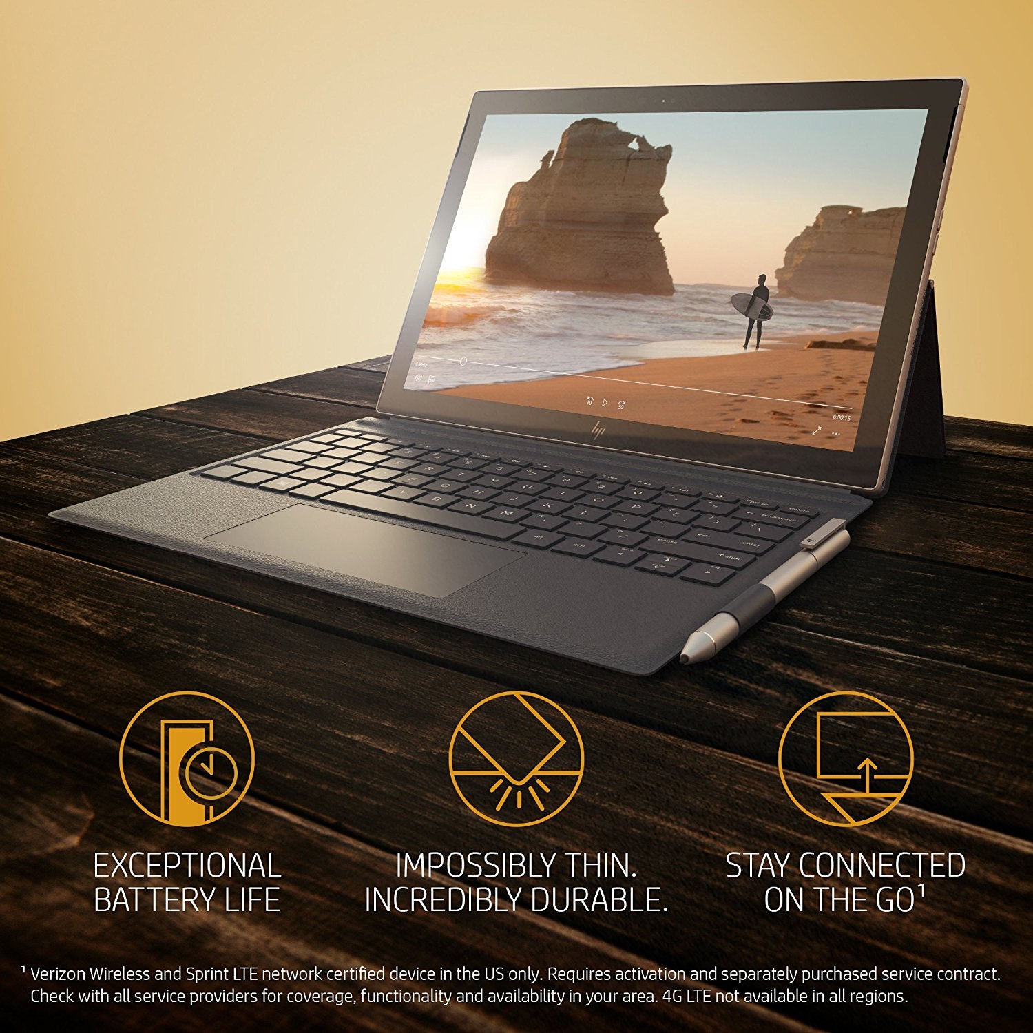 HP ENVY x2 laptop tablet desmontable de 12 pulgadas con lápiz óptico y 4G LTE, procesador Qualcomm Snapdragon 835, 4 GB de RAM, 128 GB de almacenamiento flash, Windows 10 (12-e091ms, plateado / azul)