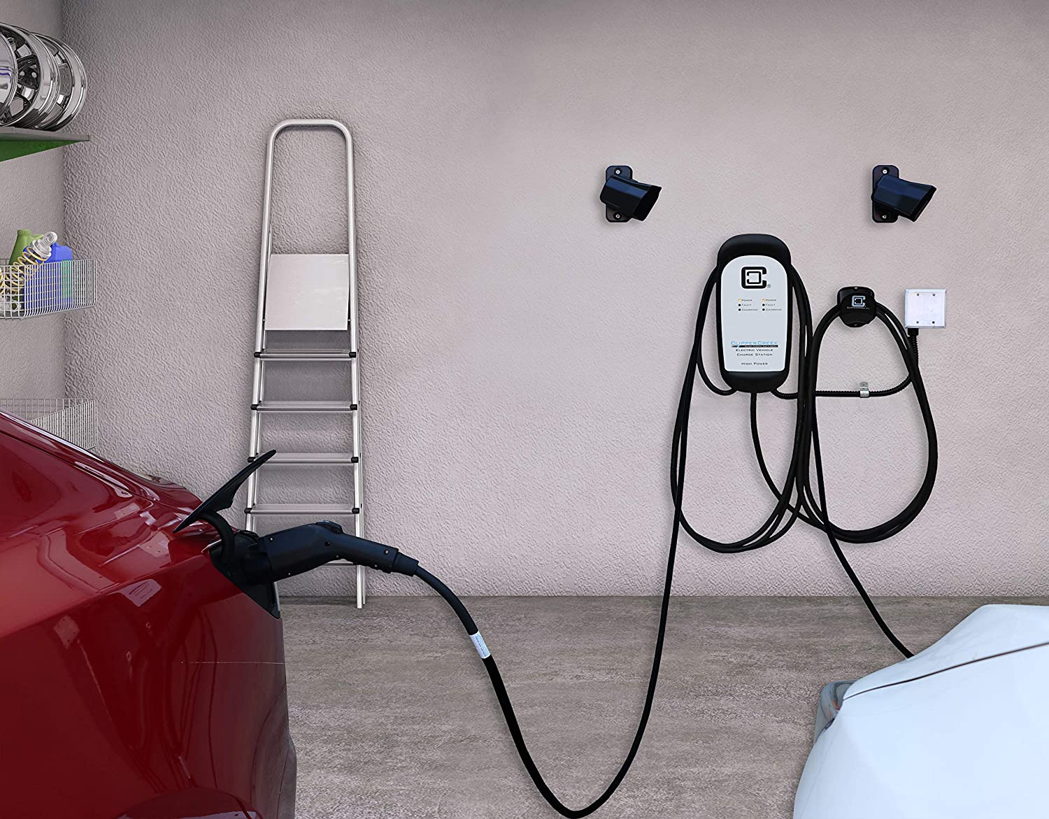 ClipperCreek Dual EV estación de carga, nivel 2, 240 V, 40 A, incluye 2 cables de 25 pulgadas, 2 conectores SAE J1772, 2 fundas de conector, Energy Star Cert.