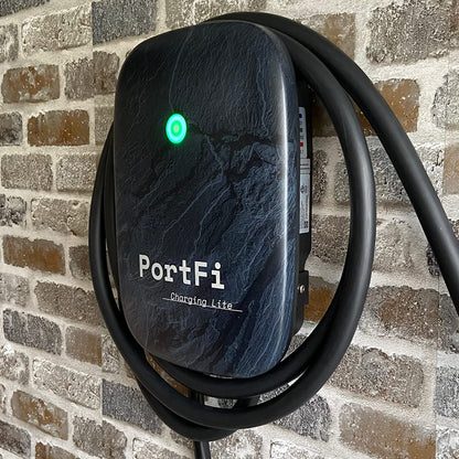 PortFi Estación de carga Smart Level 2 para vehículos eléctricos (EV), certificado de seguridad, interior/exterior, enchufe NEMA 14-50, cargador L2 EVSE/EV (Wi-Fi, 40 A)