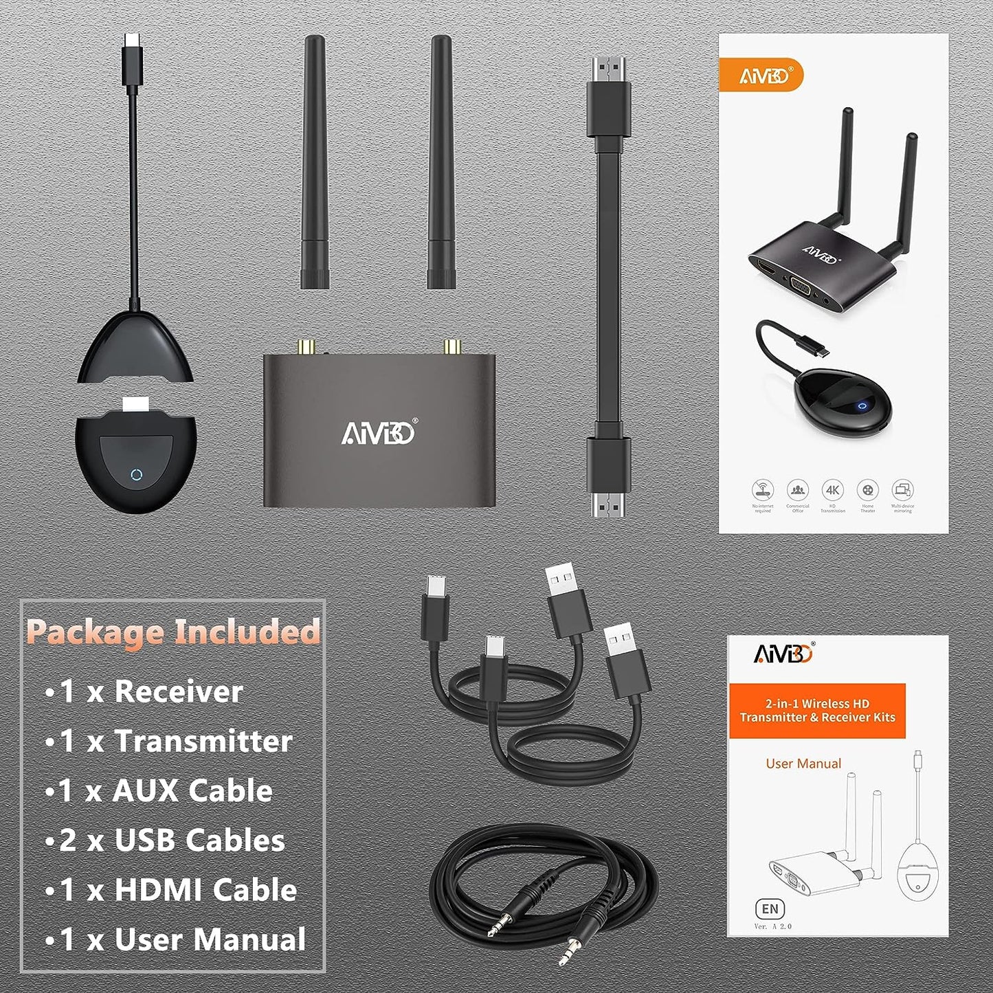 Transmisor y receptor HDMI inalámbrico 4K, TIMBOOTECH inalámbrico HDMI de 165 pies/50 m de largo alcance de transmisión de video/audio desde PC, portátil a HDTV, monitor, proyector, HDMI inalámbrico 5G para TIKTOK/Neflix/conferencias BBUSTIMHDMIDONGLE