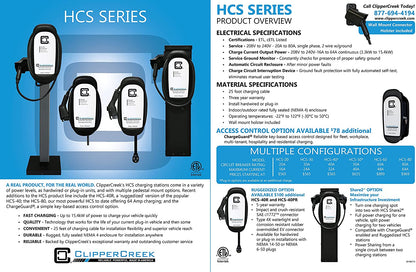 ClipperCreek – Estación de carga EV, HCS-50, EVSE, 240 V, 40 A, nivel 2, con cable de carga de 25 pies, de seguridad, hecho en Estados Unidos -