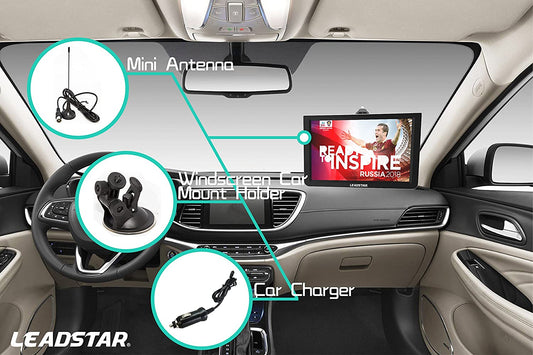 Televisor LED portátil ATSC TFT HD de 12 pulgadas para coche, caravana, camping, al aire libre o cocina. Batería incorporada Televisión/monitor con reproductor multimedia Soporte tarjeta USB LEADSTAR