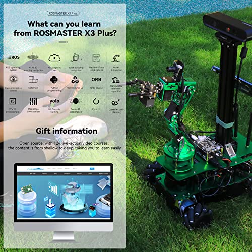 Yahboom AI Robotic con Jetson Nano ROS Kit de electrónica programable con pantalla táctil de 7 pulgadas Kit de brazo robótica DIY Lidar mapeo navegación reconocimiento de voz conversación