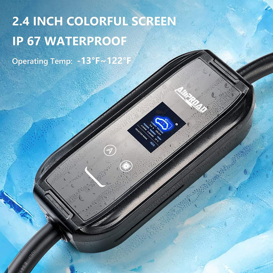 AMPROAD iFlow P9 EV - Cargador AUTO ELECTRICO nivel 2, ajustable de 40a 240V  WiFi