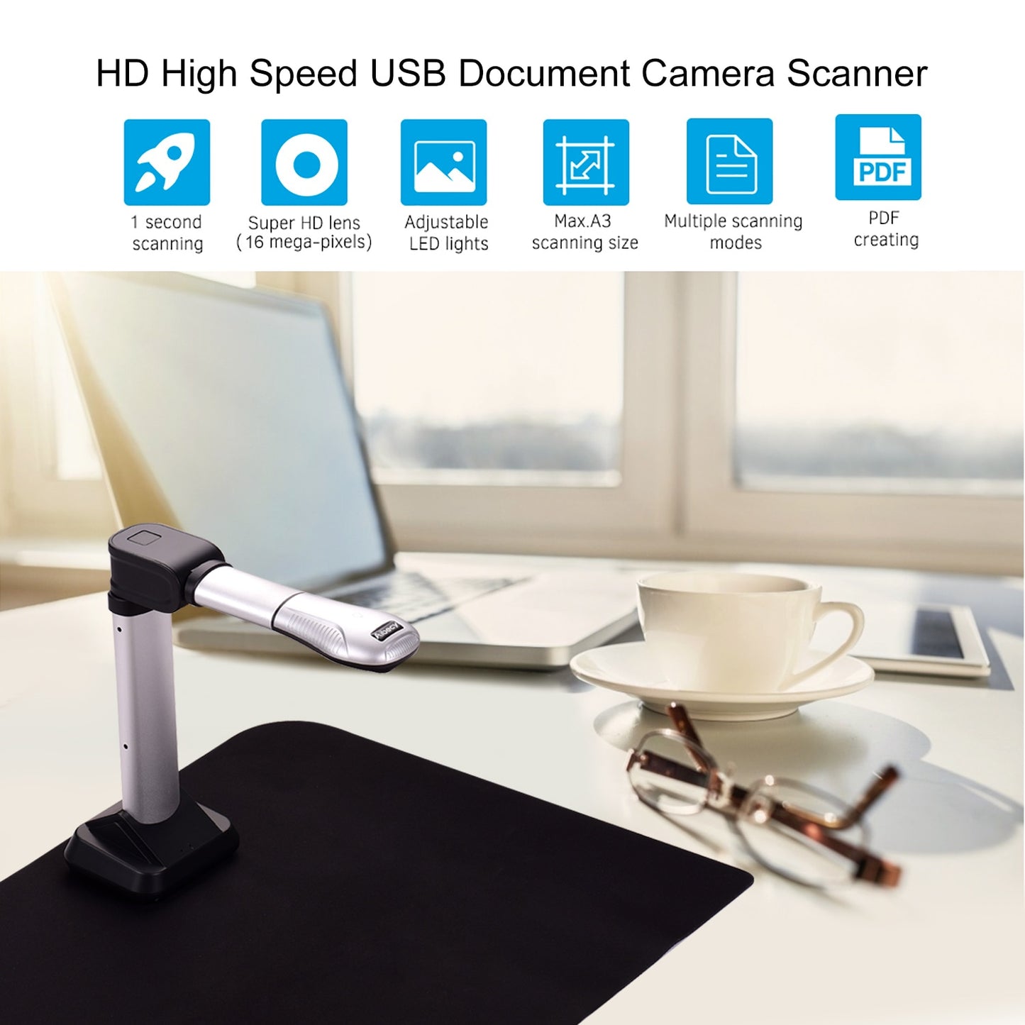 Aibecy Bk51 Usb Document Camera Scanner Capture Size A3 Hd 16 Mega-pixels High Speed Scanner With Led Light For Id Cards - Scanners