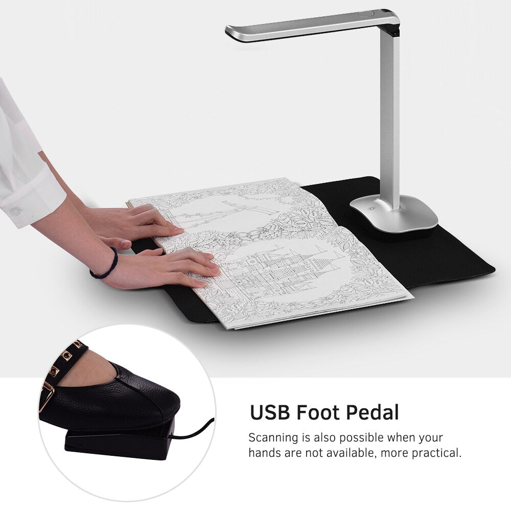 Aibecy Foldable High Speed USB Book Document Scanner 15mp A3 & amp; A4 Scanning LED Light AI Technology