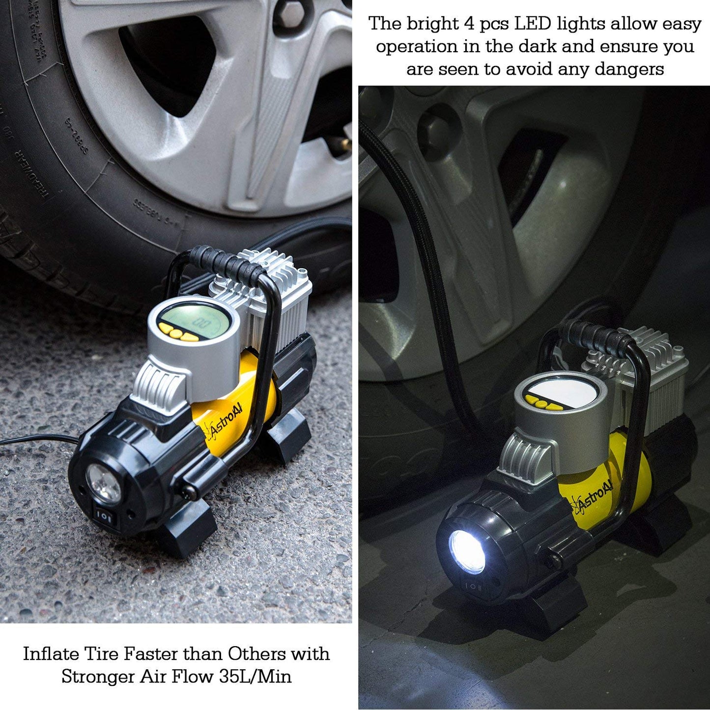 Bomba de compresor de aire portátil 150 PSI inflador de neumático digital
