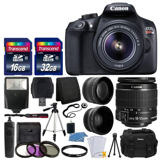 Cámara digital SLR Canon EOS Rebel T6 con 18-55mm EF-S f 3.5-5.6 IS II Lente + 58mm Lente Gran Angular + 2x Teleobjetivo