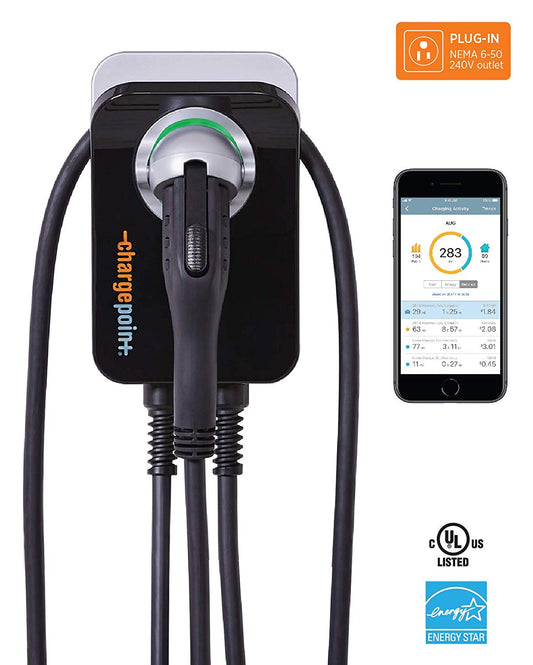 ChargePoint Home WiFi Vehículo eléctrico habilitado Nivel 2 240V, 32 amp. Cargador de auto eléctrico para todos los EV, enchufable CPH25-P