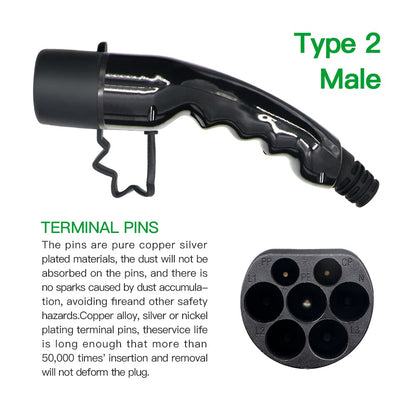 Cable de carga EV de 32A, tipo 2, 22kW, 3,5, 4m, tipo 2 a tipo 2, trifásico, 200V 450V, uso para carga de vehículos eléctricos tipo 2