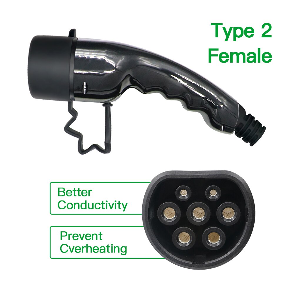 Chiefleed Cable de carga EV de 16A/32A, tipo 2, 22kW, 3,5, 4m, tipo 2a tipo 2, trifásico, 200V 450V, uso para carga de vehículos eléctricos tipo 2| |