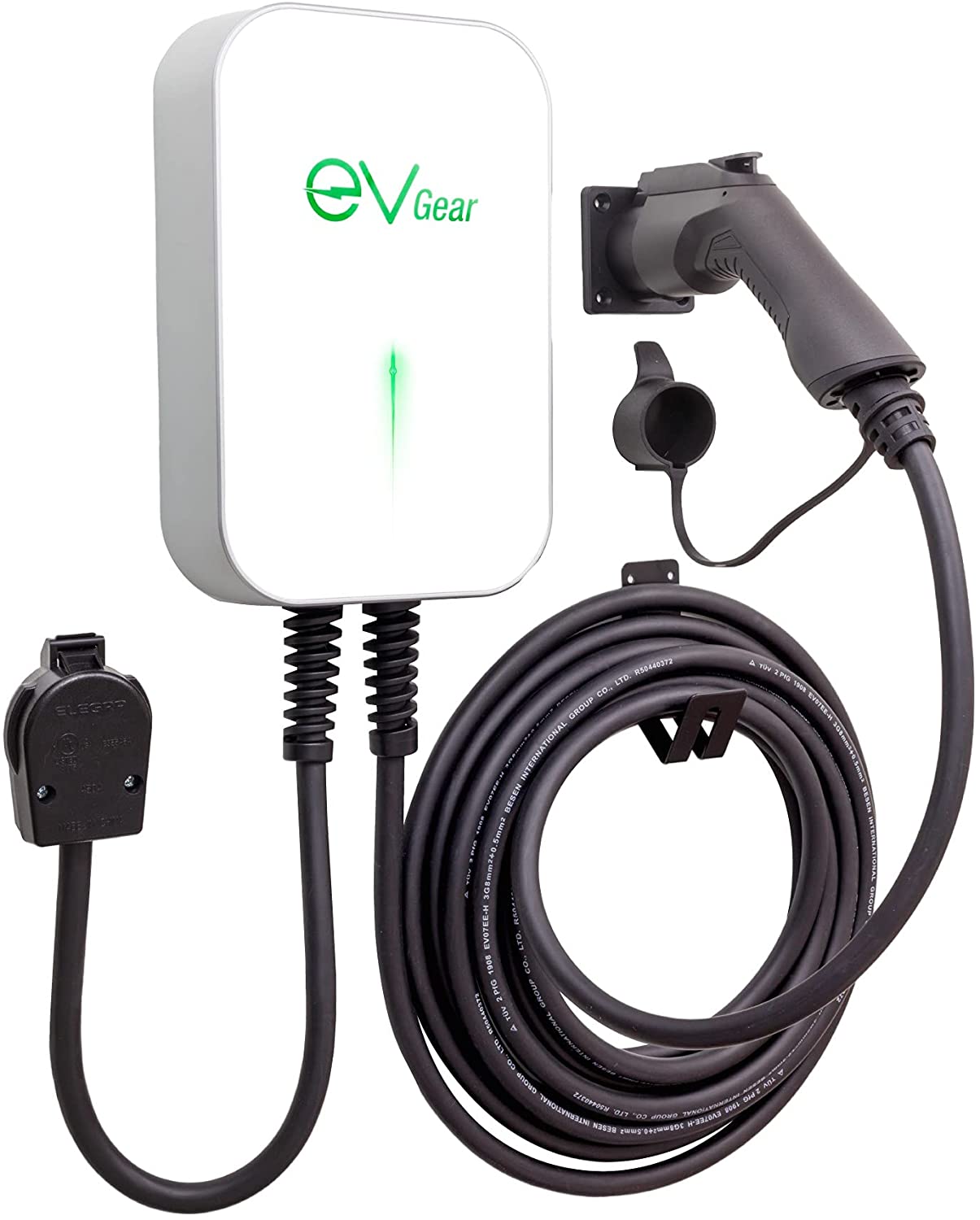 EV Gear Level 2 Cargador de vehiculo electrico 40AMP 240v, 25Ft de Cable, NEMA 14-50 Wall Plug