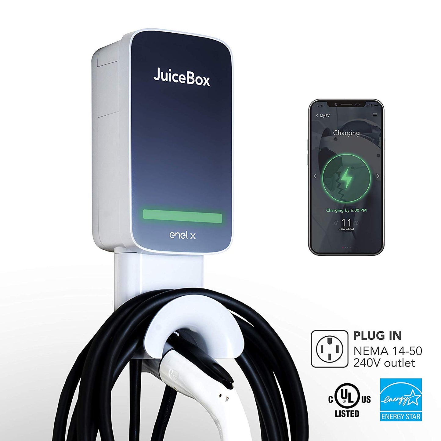 Estación de carga de vehículos eléctricos inteligentes JuiceBox 40 Next Generation con WiFi de 40a 2JBO401RNA-PJWX-222