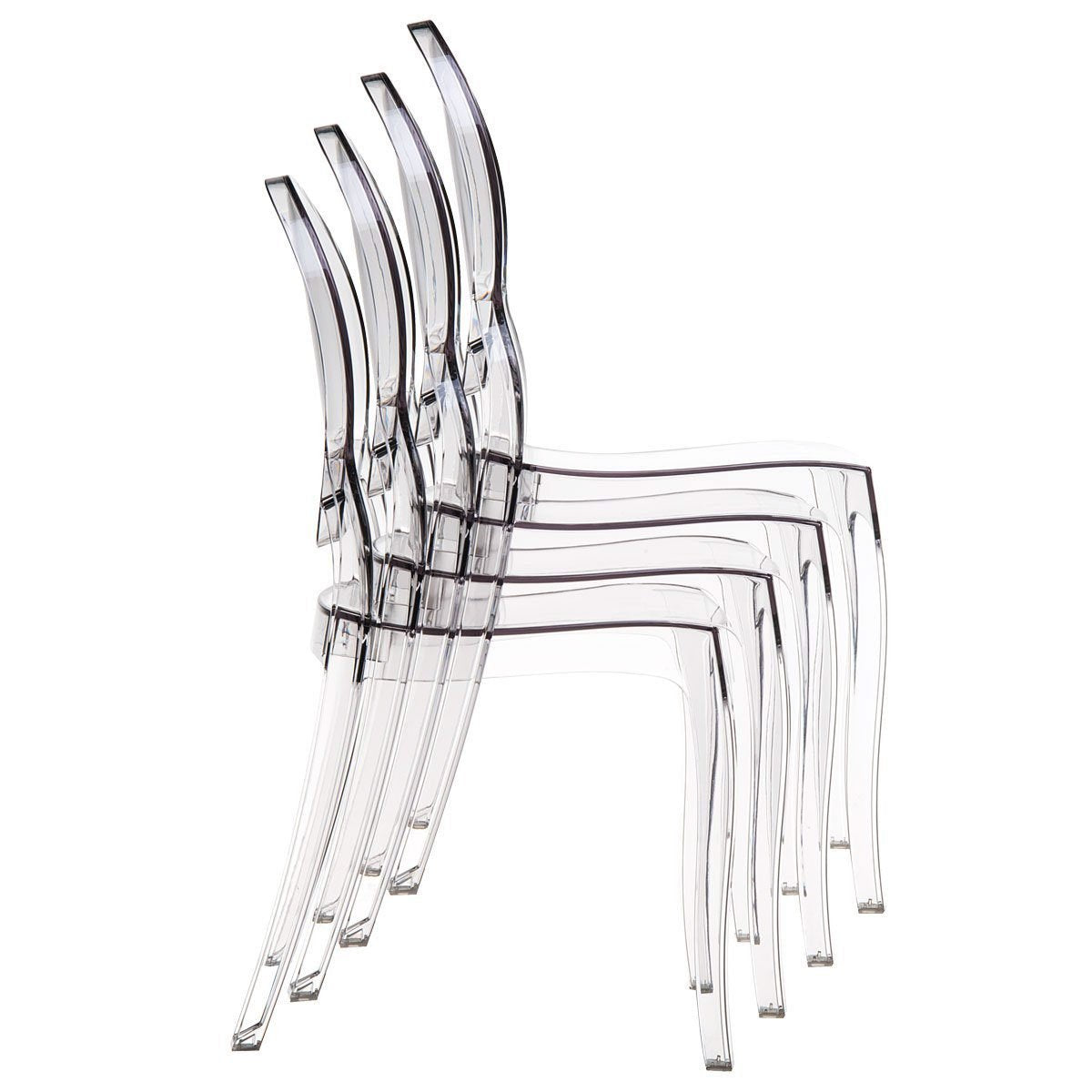 Juego de 4 sillas Fashion Commerce Italianas policarbonato, transparente -FC4695