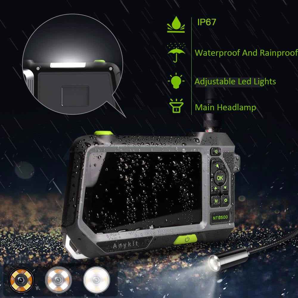 Endoscopio Industrial NTS500 5,0 con pantalla LCD de 8mm, doble lente, cámara IP67, 1080P, tubo HD, boroscopio de inspección para coche, rotación de 32GB y 360
