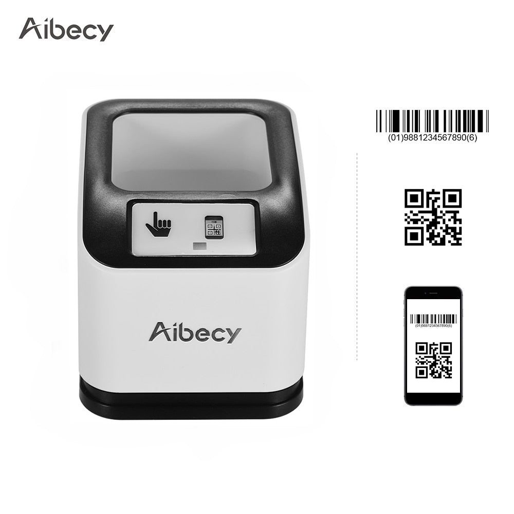 Aibecy 2200 1D/2D/QR escáner de código de barras CMOS imagen de escritorio lector de código de barras USB pantalla omnidireccional escáner de código de barras