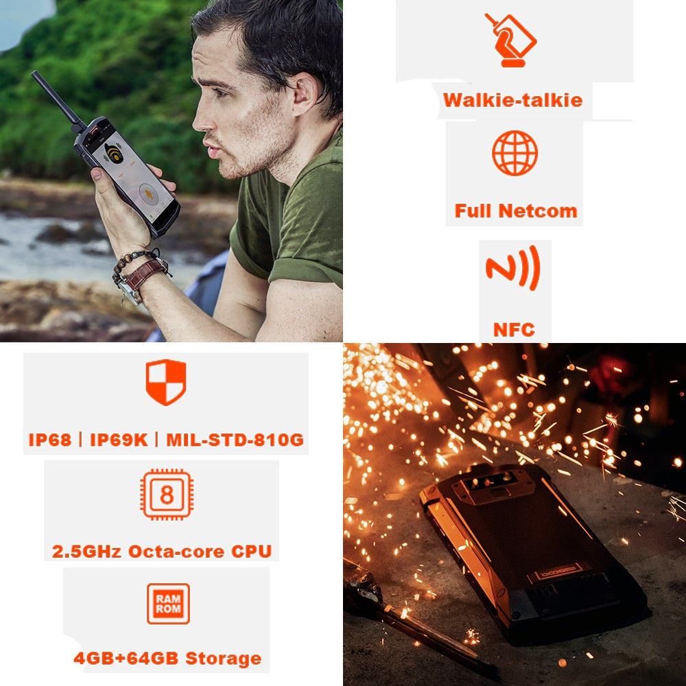 IP68/IP69K Walkie talkie DOOGEE S80 Lite Mobile Phone Wireless Charge NFC 10080mAh 12V2A  5.99 FHD Helio P23 Octa Core 4GB 64GB