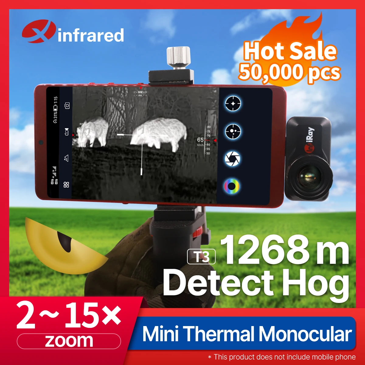 Night Vision Monocular Xinfrared T3 Thermal Imaging Telescope for Hunting Rescue Android Phone Type C