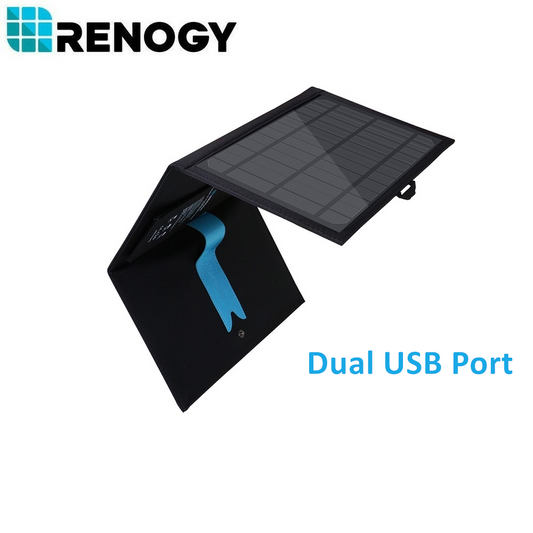 Panel solar portátil Renogy E.FLEX 21W con USB de alta eficiencia para acampar plegable