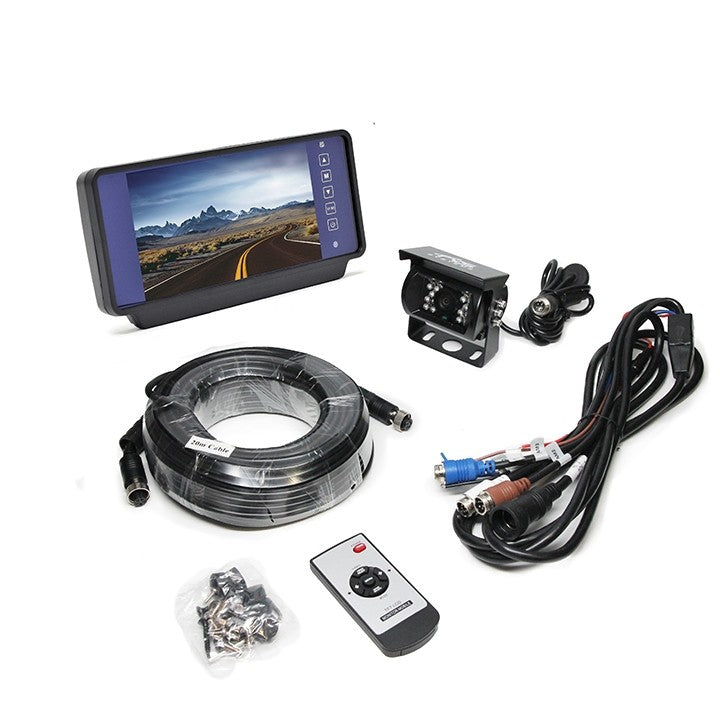 RVS-770619-NM SISTEMA DE CÁMARA DE RESPALDO CON MONITOR DE ESPEJO DE 7" CABLEADO 50 PIES CAMION BUS TRUCK