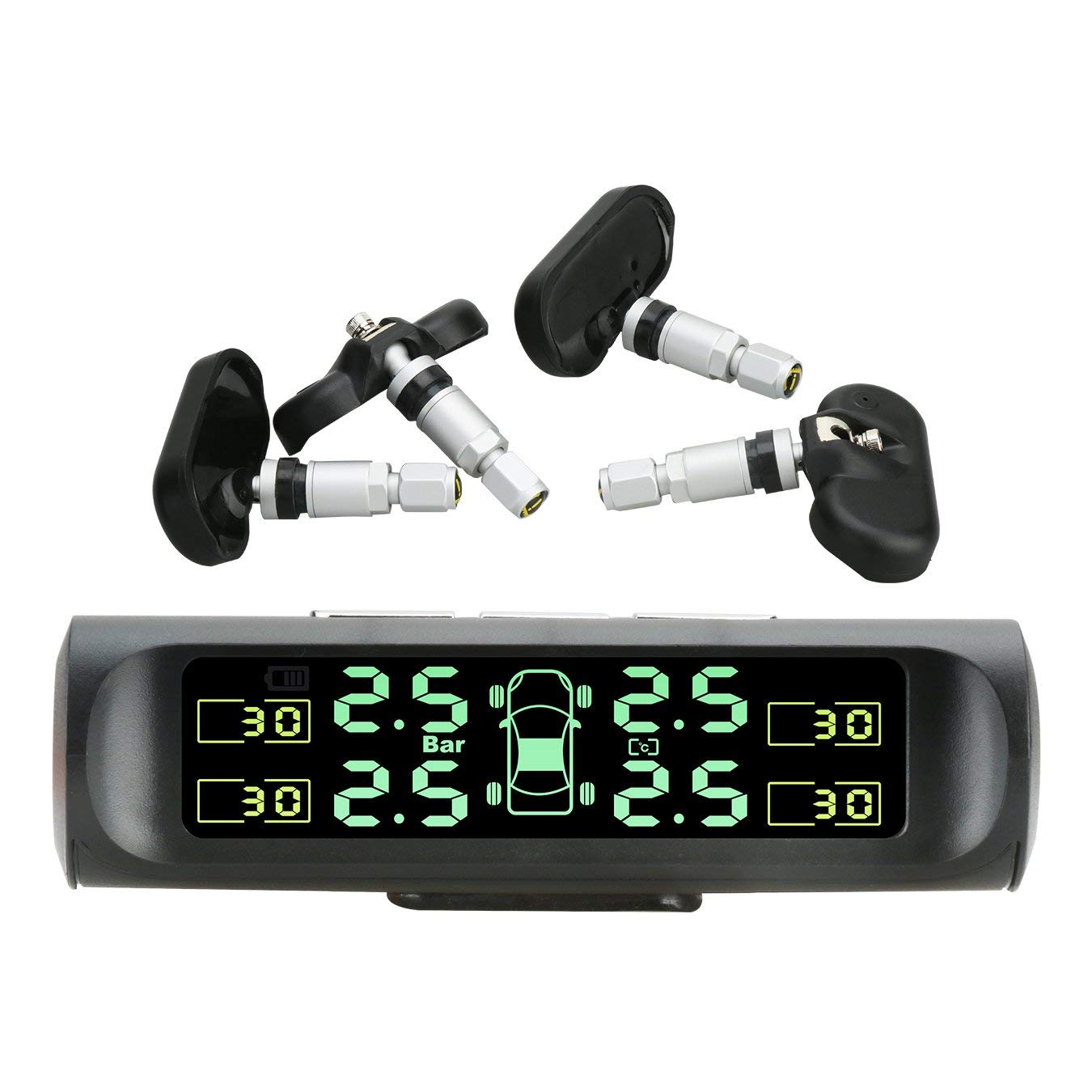 Sistema de monitor de presión de neumáticos Tpms digital  inalámbrica de energía solar con 4 sensores T1 RoadRover