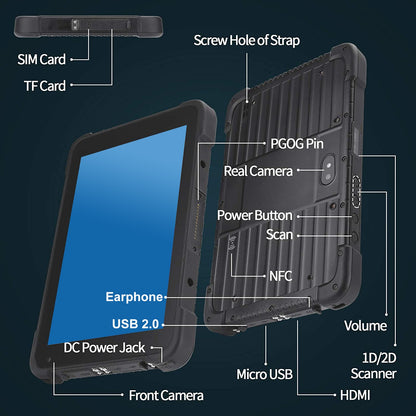 Tableta RUGGED 8" con Windows 10 PDA 2gb ram 64gb rom