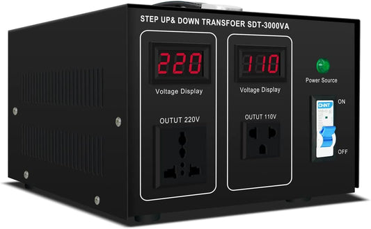 Transformador reductor y ascendente  110v - 220v convertidor de voltaje de 3000W con display