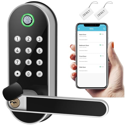 Sifely Cerradura inteligente, cerradura de puerta de entrada sin llave, cerradura de puerta inteligente, cerradura de puerta con teclado, cerradura de puerta de huellas dactilares, cerradura de puerta