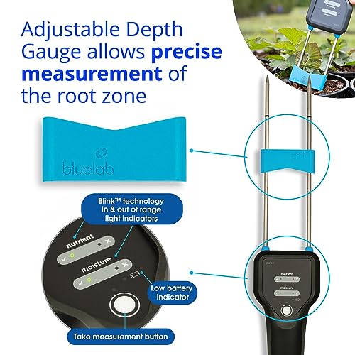 Bluelab METPULSE Medidor de pulso de agua 3 en 1 humedad/nutrientes (TDS)/kit de prueba de temperatura para suelo de jardín, coco y solución, éster para sistema hidropónico y cultivo de plantas de interior, transparente