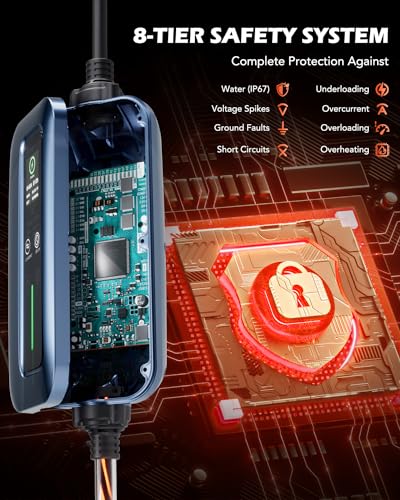 Orion Motor Tech Cargador EV de Nivel 2, Cargador EV Iluminado con Enchufe NEMA 14-50, Cargador EV J1772 Portátil Brillante de 110-240 V con 25 pies. Cable de Carga 16-40A Cargador de Coche Eléctrico