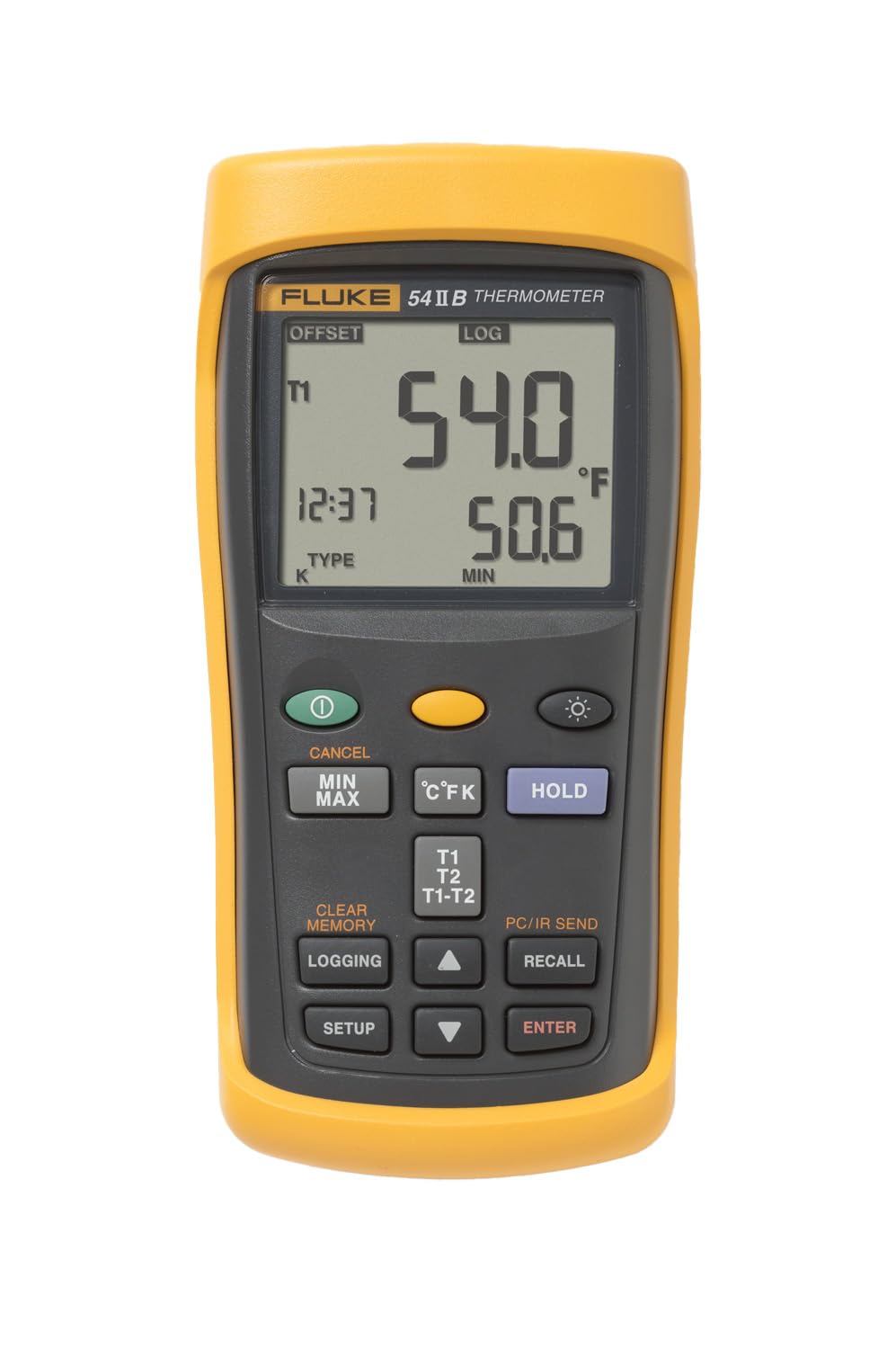 Termómetro digital Fluke 50 Series II, 3 baterías AA, -418 a +3212 grados F de rango, rechazo de ruido 60 Hz., 1