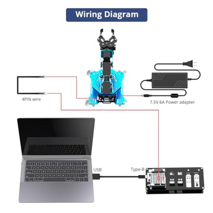 xArm UNO - Kit de brazo robótico 6DOF con desarrollo secundario compatible con Arduino IDE, kit de robot de programación de bricolaje con sensor y código fuente abierto UNO R3 y tutorial