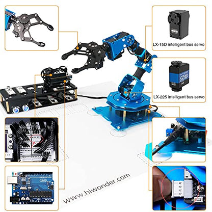 xArm UNO - Kit de brazo robótico 6DOF con desarrollo secundario compatible con Arduino IDE, kit de robot de programación de bricolaje con sensor y código fuente abierto UNO R3 y tutorial