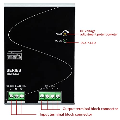 Fuente de alimentación de riel DIN 480W 24VCC 20A, 1 monofásico, 0165N-24V480W1ACQ