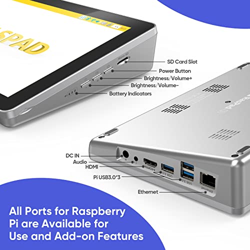 SunFounder RasPad 3.0 - Una tablet todo en uno para Raspberry Pi 4B con visualización táctil de 10.1 pulgadas y batería integrada para proyectos de IoT, programación, juegos, impresión 3D