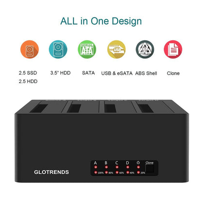 Duplicadora de disco duro Base eSATA bahía USB 3.0 + eSATA Unidad de acoplamiento de disco duro con función de duplicación clonador para disco duro