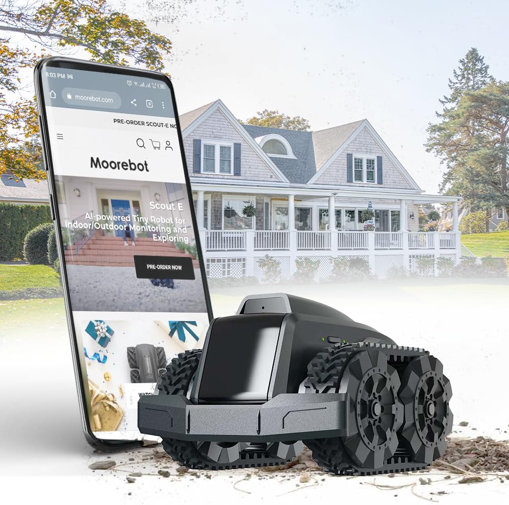 Moorebot Scout - Pequeño robot de cámara AI para personas con mentalidad tecnológica, mascotas, observación de Edlerly, seguridad, hogar inteligente, inspección de espacio de rastreo, 1080P