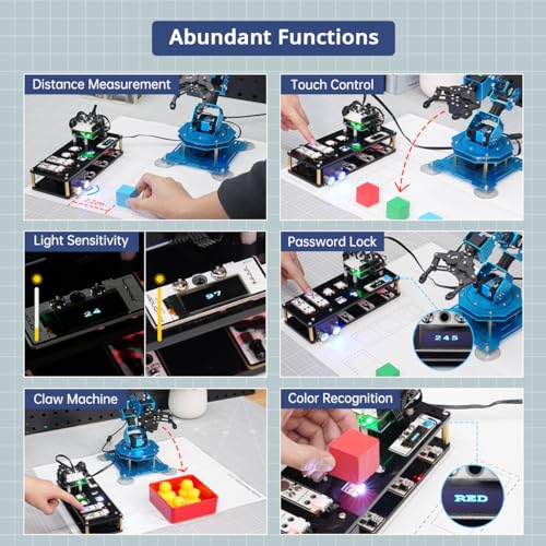 xArm UNO - Kit de brazo robótico 6DOF con desarrollo secundario compatible con Arduino IDE, kit de robot de programación de bricolaje con sensor y código fuente abierto UNO R3 y tutorial