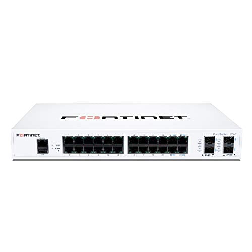 FORTINET FortiSwitch 124F - FS-124F, gestionado, 24 puertos GE + 4 puertos SFP+ + 1 consola RJ45. Diseño sin ventilador. Montaje en rack