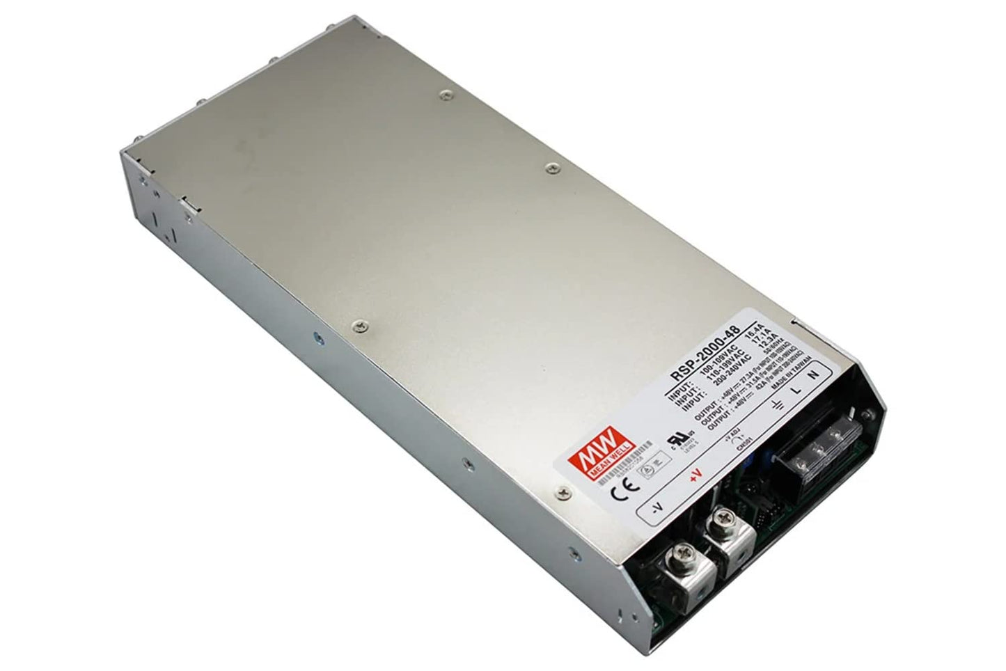 MEAN WELL Fuente de alimentación de Salida única 48 voltios @ 42 amperios, 2000 W Entrada de voltaje: 90 a 264v, RSP-2000-48