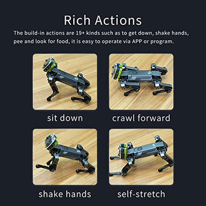 ELECFREAKS - Kit robótico para perro Xgo, 12 juntas móviles programables de metal completo de robot biónico STEM para hardware de código abierto (sin micro:bit)