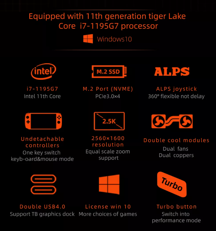 One Netbook OnexPlayer 8.4"  2.5K Core i7-1195G7 Win10 Notebook 16GB RAM 1TB Gam