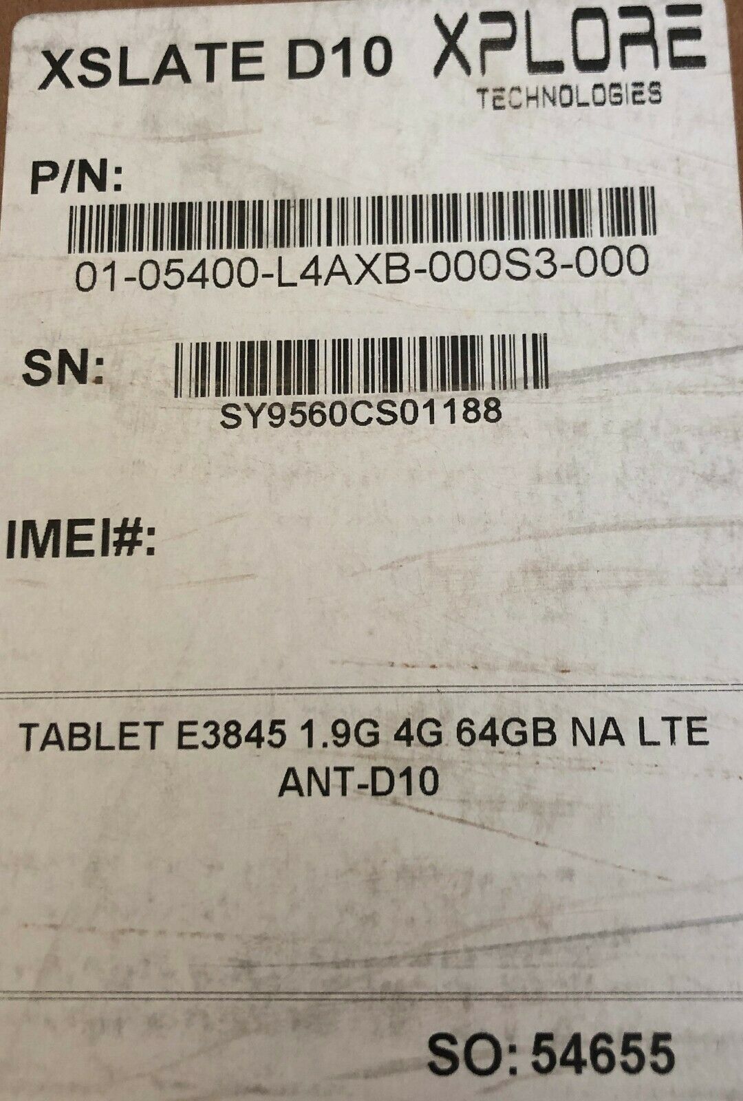 XPLORE XSLATE D10 Tablet E3845 1.9G 4G 64GB NA LTE 01-05400-L4AXB-000S3-000 NEW