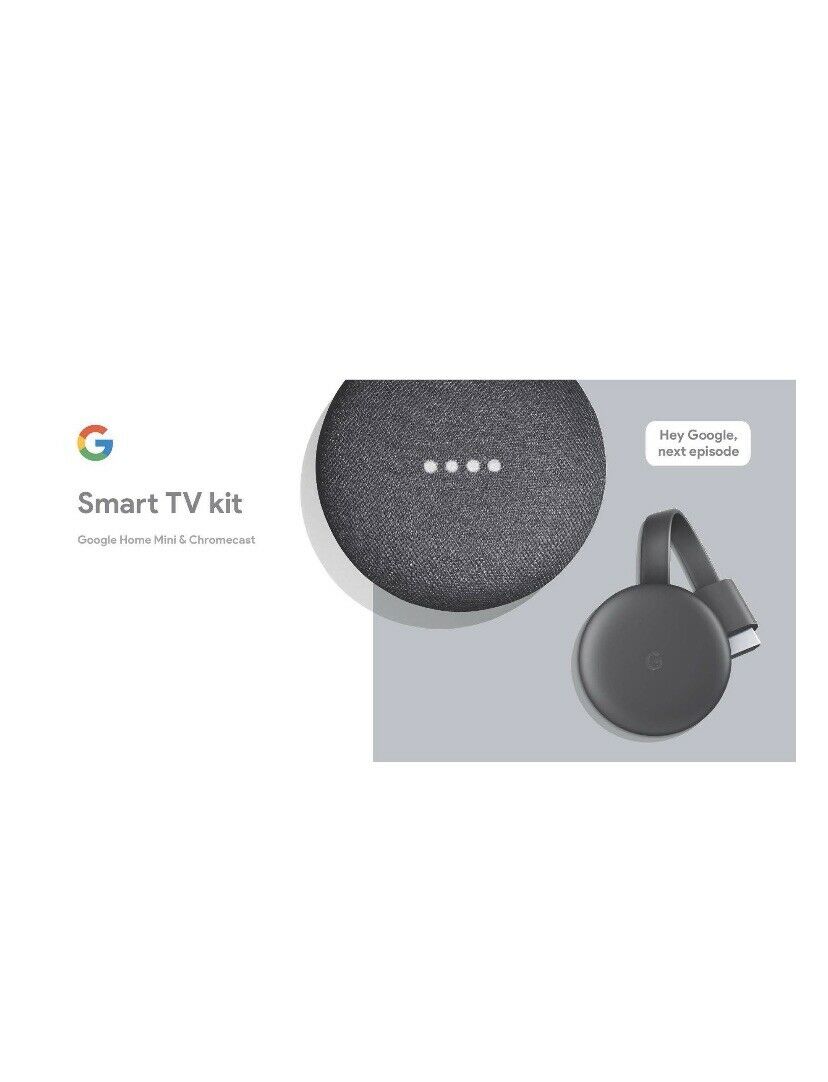 Google Smart Tv Kit - Google Home Mini + Google Chromecast Bundle **SEALED**