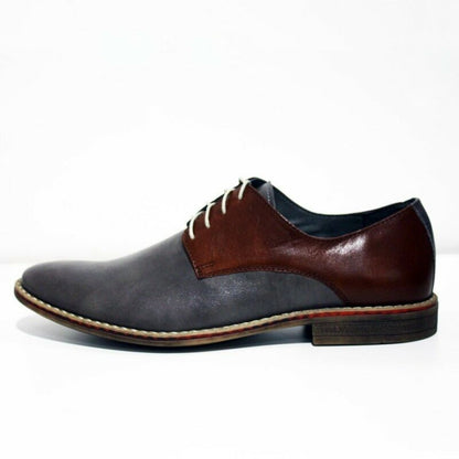 Modello Oristano - Handmade Colorful Italian Leather Oxford Dress Shoes Gray