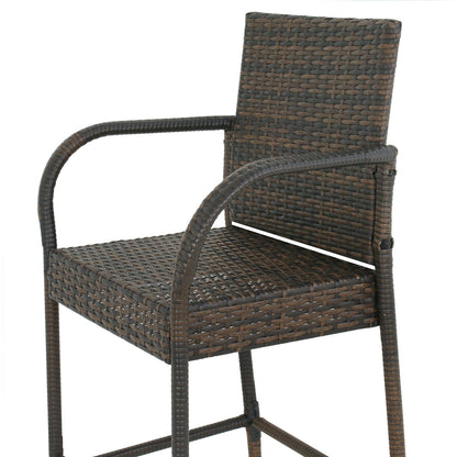 Outdoor Wicker Bar Stool Set of 2 Rattan Bar stools Dining Chair Garden Club