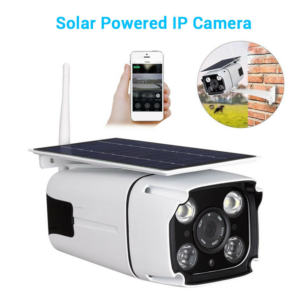 Solar Battery Power IP Camera Camcorder Wireless WiFi HD Outdoor CCTV IR For IOS