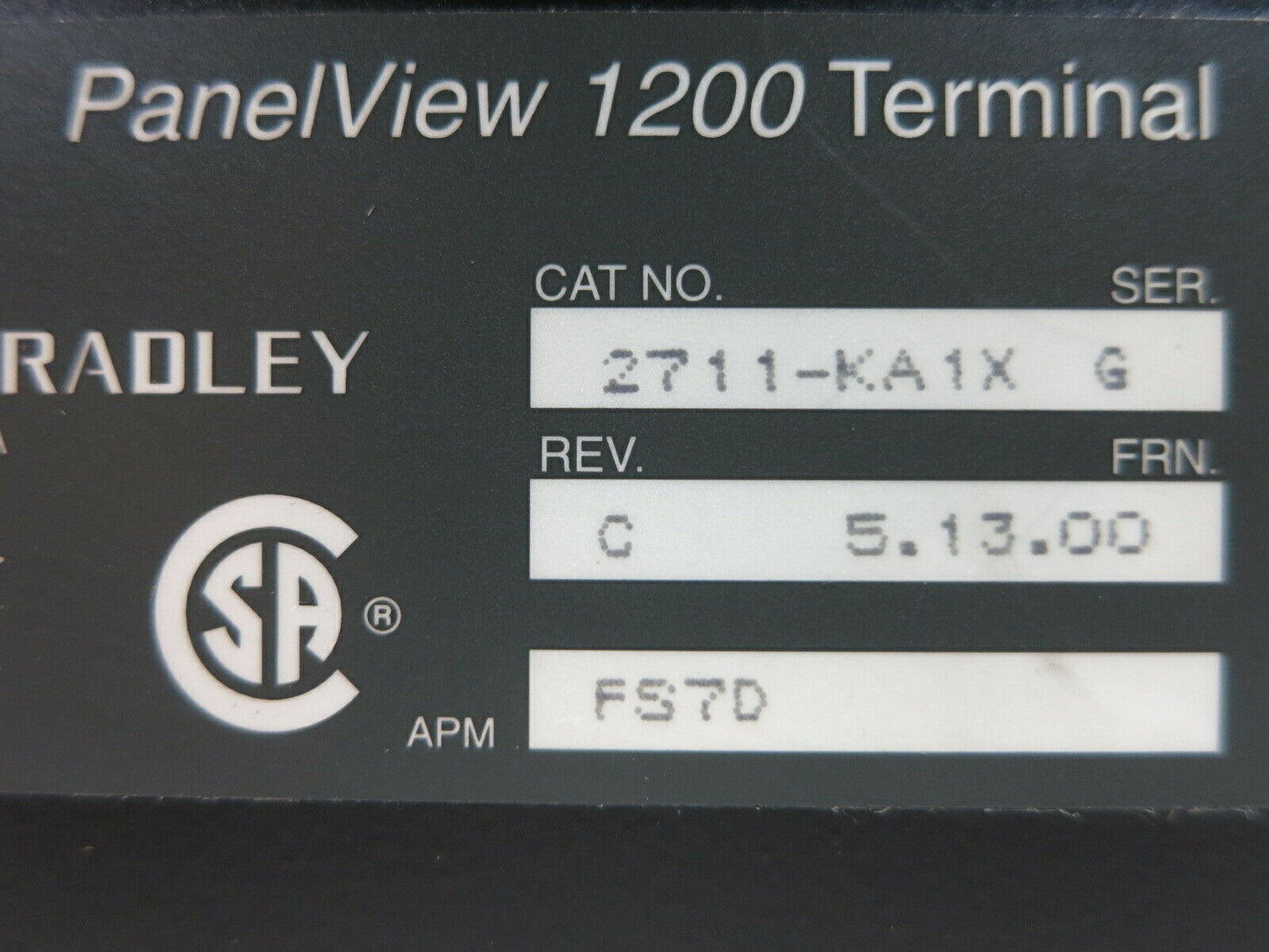 New Allen Bradley 2711-KA1X PanelView 1200 Ser G Rev C FRN 5.13.00 2711-KA1
