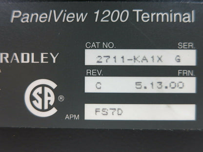 New Allen Bradley 2711-KA1X PanelView 1200 Ser G Rev C FRN 5.13.00 2711-KA1